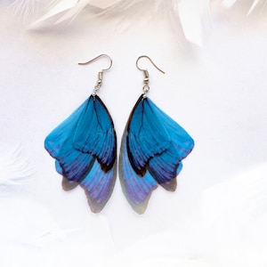 Magical Butterfly Wing Earrings Perfect Christmas Gift For Butterfly Lovers, Something Blue For Bride From Mom, Iris Blue Moth Earrings