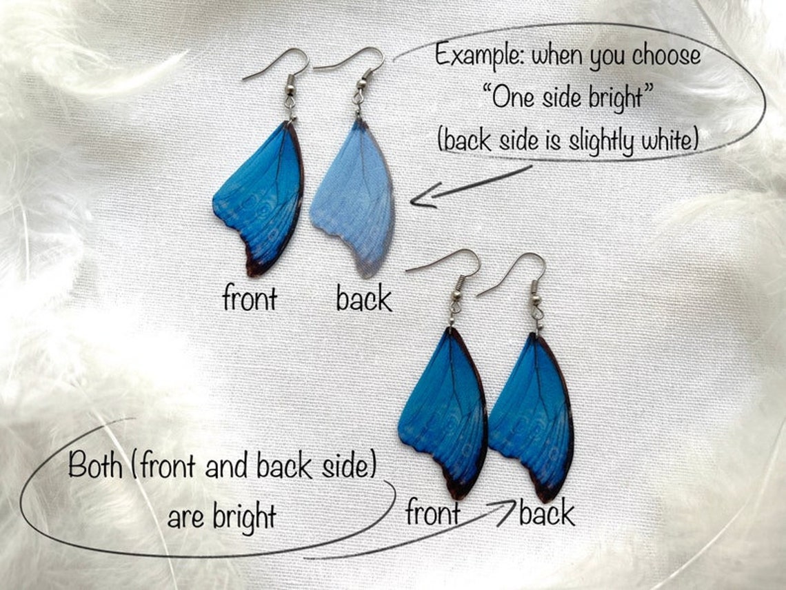 Pastel Blue Earrings With Hand Made Silk Butterfly Wings in Etsy