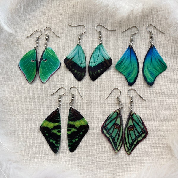 Green Butterfly Wings Earrings, Luna Moth Wing Earrings, Sunset Moth Wings Earrings, Fairy Butterfly Wing Earrings, Cute Gift For Her