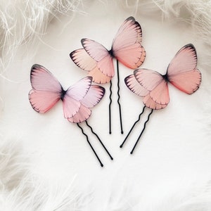 Boho Set of 3 Butterfly Hair Pins - Handmade Silk Floral Hair Clips - Perfect Chritsmas Gift for Butterfly Lovers
