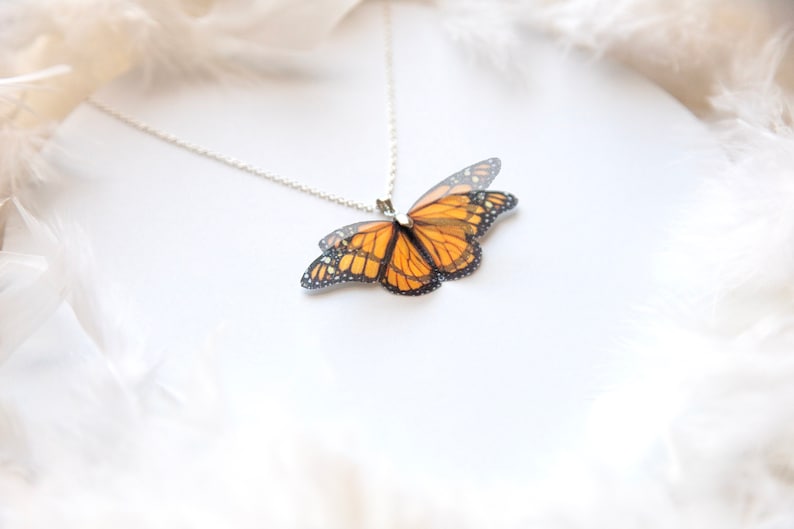 pendant necklace with monarch butterfly
