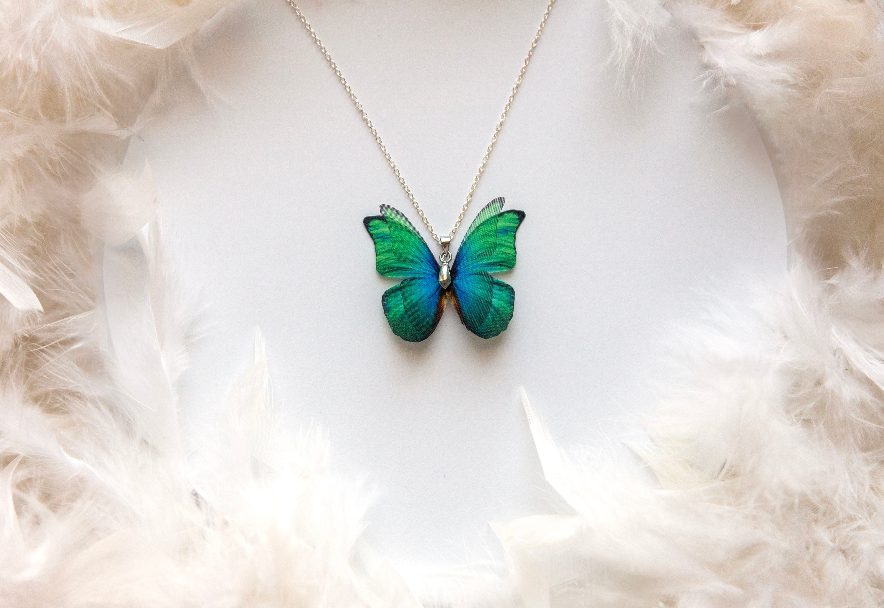 Emerald Green Butterfly Pendant Necklace Handmade in Boho Chic Style Perfect Gift for Anyone Who Love Butterflies Cute Pendant Necklace