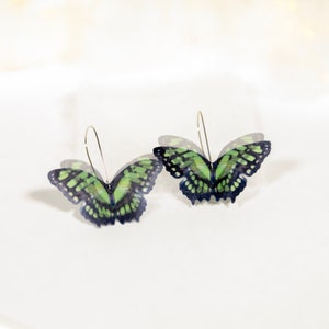 Unique Green Butterfly Earrings Homemade in Boho Perfect Christmas Day Gift for Anyone Who Love Nature, Pretty Wing Earrings, Moth Earrings