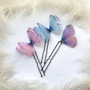 Horquilla de mariposa azul polvoriento hecha a mano, regalo de Navidad perfecto para cualquier amante de las mariposas, pinzas para el cabello decorativas con forma de mariposa realista