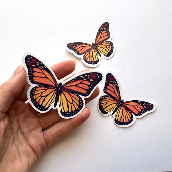 Monarch Butterfly Sticker Set Perfect Gift for anyone Who Love Butterflies, Vinyl Monarch Butterfly Stickers for Laptop, Backpack, Car