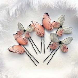 Blush Pink Butterfly Hairpins Handmade of Silk Perfect Gift For Anyone Who Love Butterflies, Decorative Floral Butterfly Hair Clips