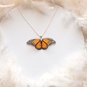 Monarch Butterfly Pendant Necklace, Boho Chic Style, Handmade