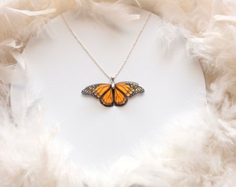 Monarch Butterfly Pendant Necklace Handmade in Boho Chic Style Perfect Gift for Anyone Who Love Butterflies, Cute Pendant Necklace
