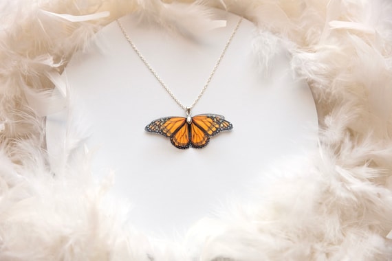 Monarch Butterfly Pendant Necklace Handmade in Boho Chic Style Perfect Gift for Anyone Who Love Butterflies, Cute Pendant Necklace