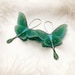 Emerald Green Luna Moth Earrings hand made of silk for everyone who loves butterflies perfect gift for mom, sister, friend. Silk butterfly