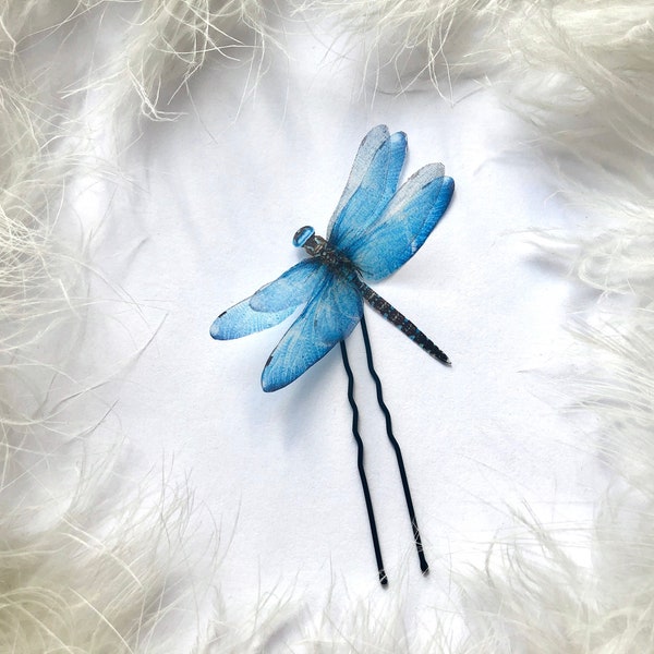 Algo pasador de pelo de libélula azul - regalo perfecto para la tripulación de la novia, clip de pelo de novia azul, regalo de boda, lindo regalo de Navidad