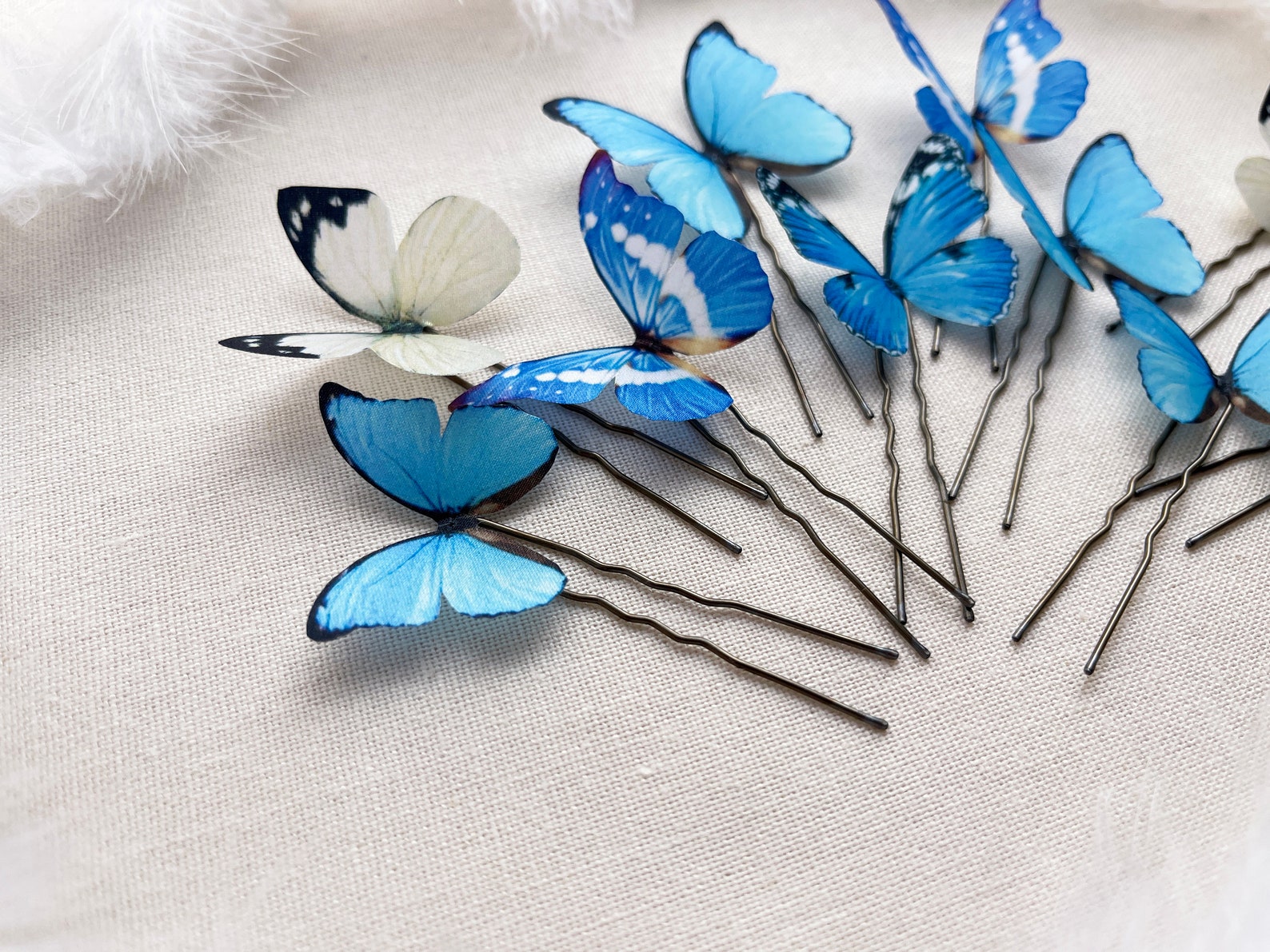 Custom Something Blue Set of 10 Butterfly Hairpins Something Etsy