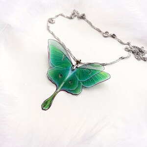 Green Lunar Moth Pendant with matching chain - The perfect gift for the nature lover in your life