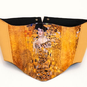 Gold Underbust Corset Belt Inspired By The Painting of &quot;Portrait of Adele Bloch-Bauer I&quot; Handmade For The Best Fit, Lace Up Waspie Corset
