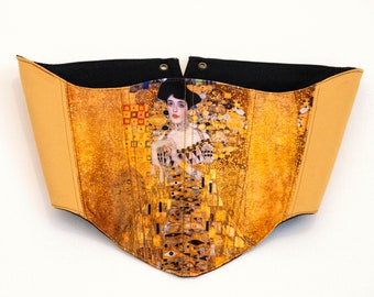 Gold Underbust Corset Belt Inspired By The Painting of "Portrait of Adele Bloch-Bauer I" Handmade For The Best Fit, Lace Up Waspie Corset