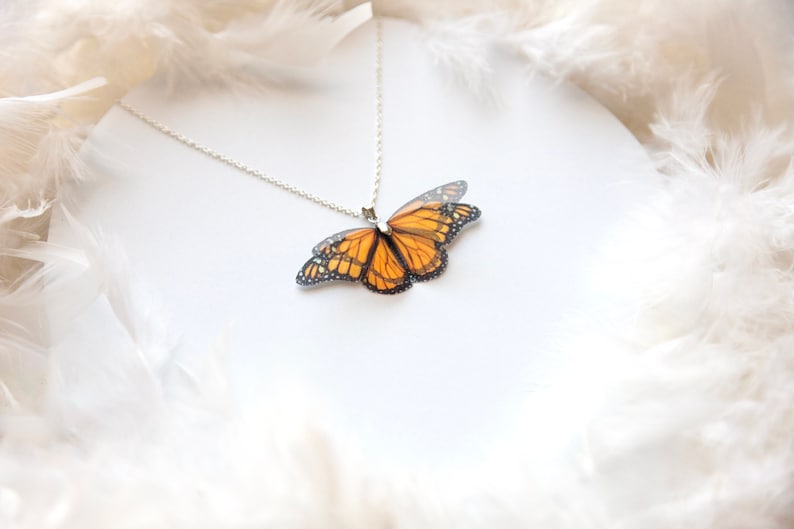 monarch orange pendant necklace