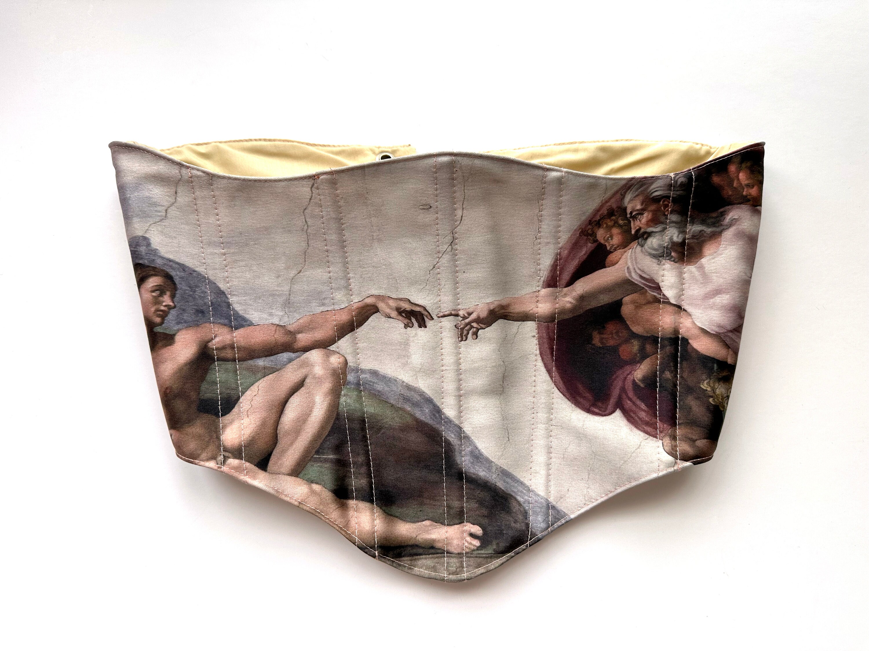 Under Bust Renaissance Corset Inspired by The Creation of Adam Creation of Adam Underbust Corset, Handmade Renaissance Lace  main image 2