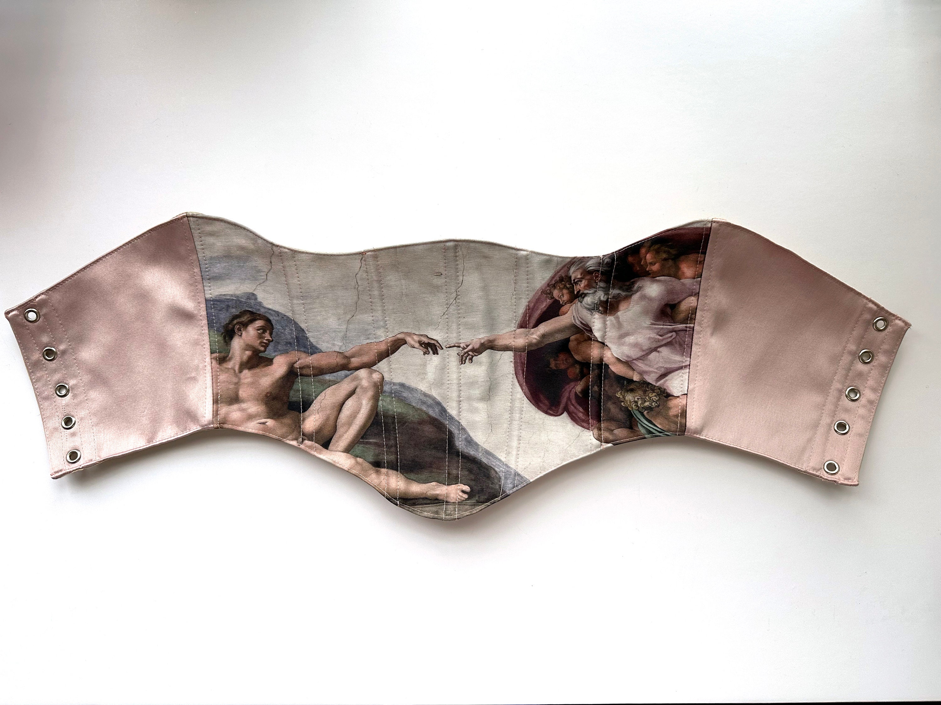 Under Bust Renaissance Corset Inspired by The Creation of Adam Steampunk Plaid Wool Hourglass Underbust Corset – Faire  main image 4