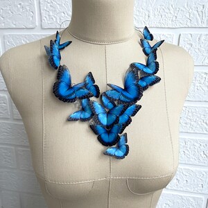 Indigo Blue Butterfly Necklace Perfect For Special Events to Create Unique Style with Nature Accents, Handmade Morpho Butterfly Necklace