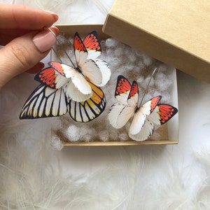 Boucles d'oreilles papillon en soie faites main, style bohème Y2K