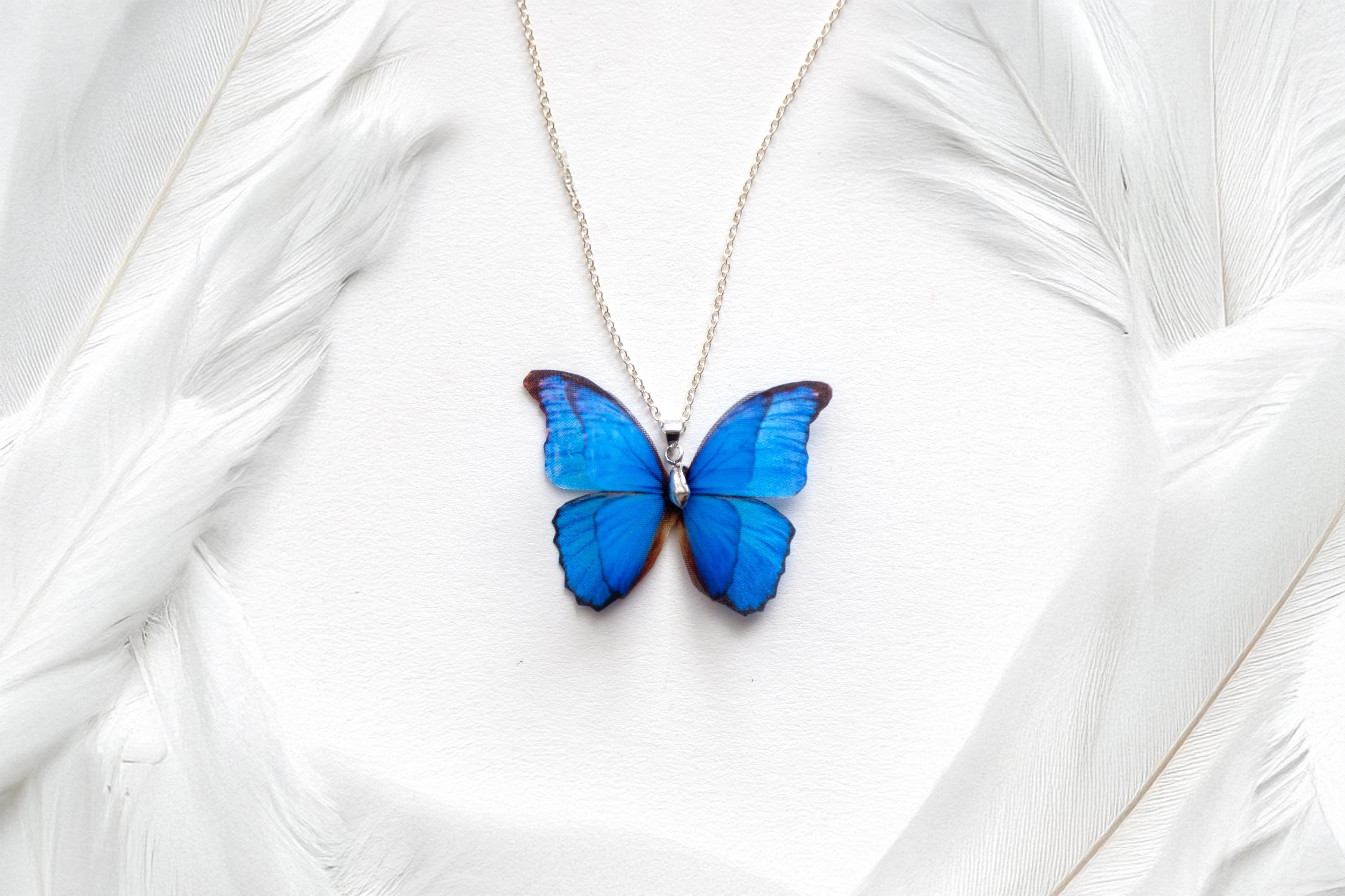 Blue Butterfly Necklace - Etsy Canada