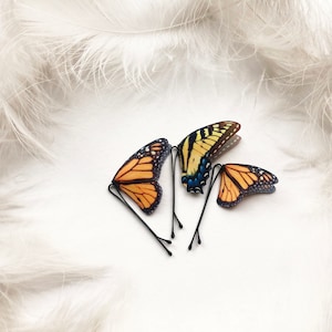 Juego de horquillas bohemias chic con forma de mariposa monarca y cola de golondrina, regalo de Navidad para amantes de las mariposas, horquillas decorativas.