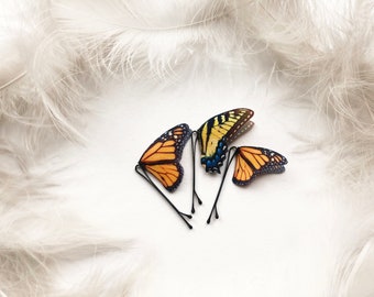 Boho Chic Hair Pin Set of Swallowtail and Monarch Butterfly, Butterfly Hair Clip, Gift For Anyone Who Love Butterflies, Decorative Hair Pins