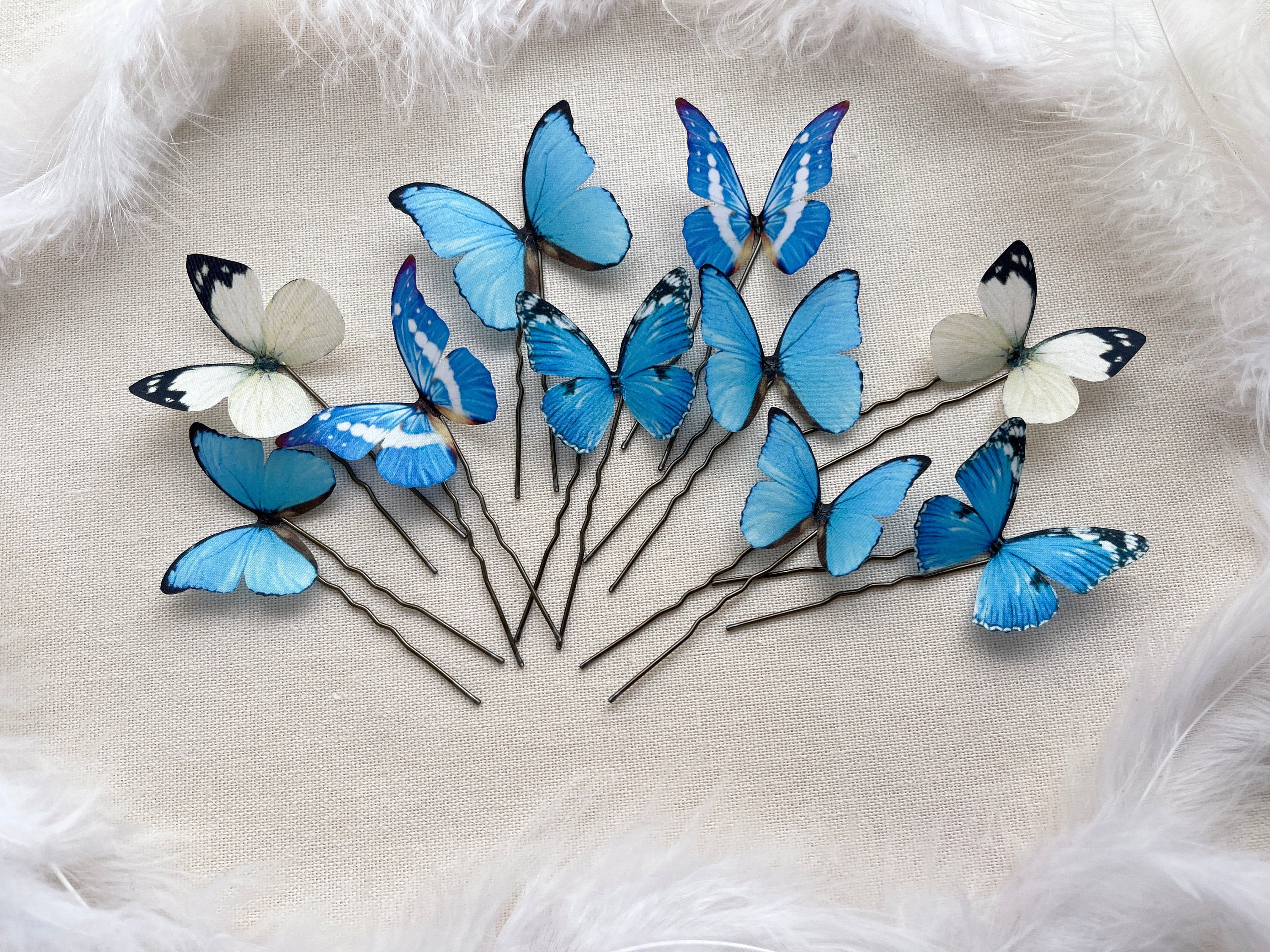 Something Blue Butterfly Hair Pins - Set of 10 Handmade Silk Hair Clips -  Perfect Christmas Gift for Her - Handmade Hair Pins Butterflies - Etsy