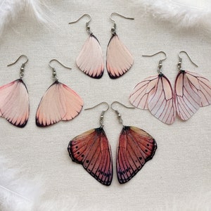 Pastel Pink Earrings with Butterfly Wings Handmade of Silk | Christmas Gift For Anyone Who Love Butterflies, Novelty Butterfly Wing Earrings
