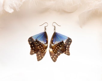 Sapphire Blue Fairy Wings Earrings - Cute Gift For Mom, Nature Lover Jewelry, Butterfly Wing Earrings For Women Who Love Nature