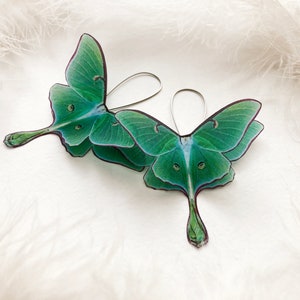 Sterling silver hypoallergenic earrings, green Luna Moth earrings