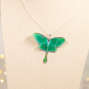 Eco-friendly and handmade Green Lunar Moth Pendant - A beautiful and sustainable choice