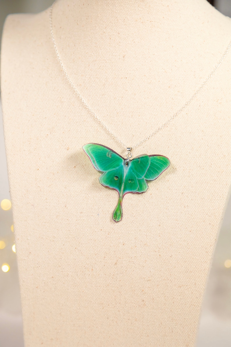 Eco-friendly and handmade Green Lunar Moth Pendant - A beautiful and sustainable choice