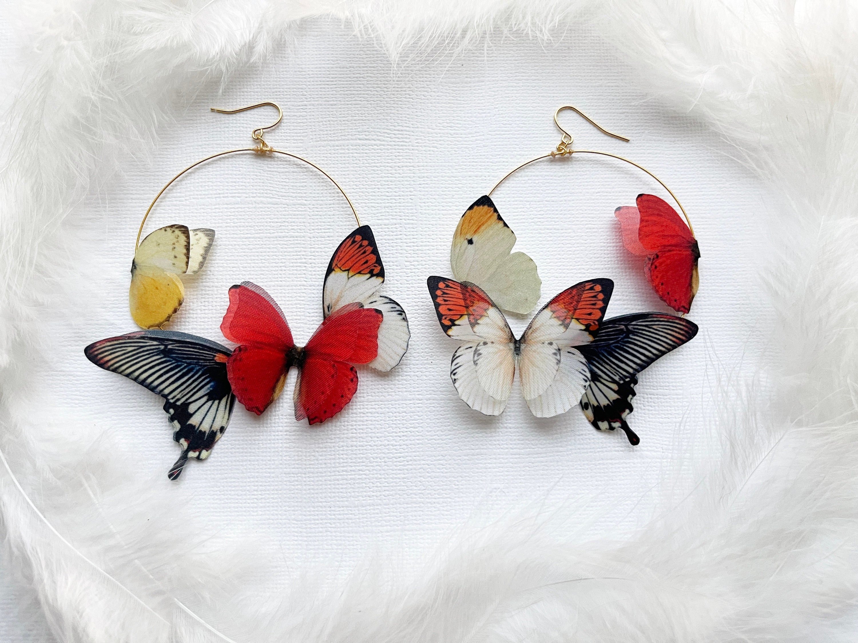Handmade Butterfly Hoop Earrings Statement Jewelry for   Etsy Israel