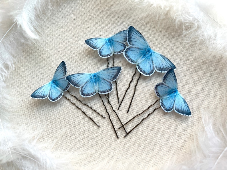 Something Blue Butterfly Hair Pin Set for Bride Something Etsy