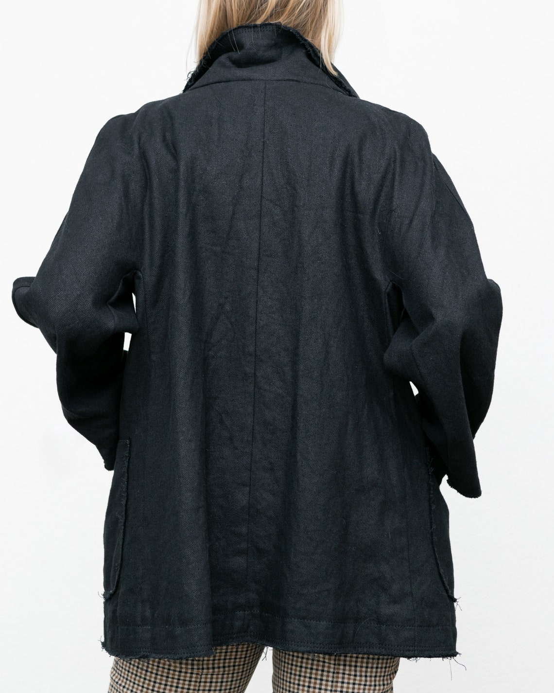 10612 Ecru High Collar Striped Linen acket main image 0