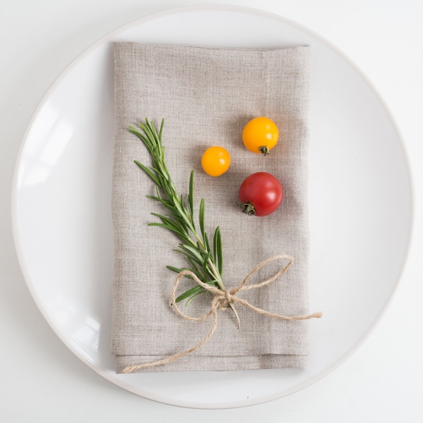 Natural Linen Table Napkins | Set of 6
