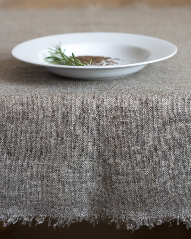 Burlap Tablecloth Natural Grey Linen Rectangle Tablecloth Etsy