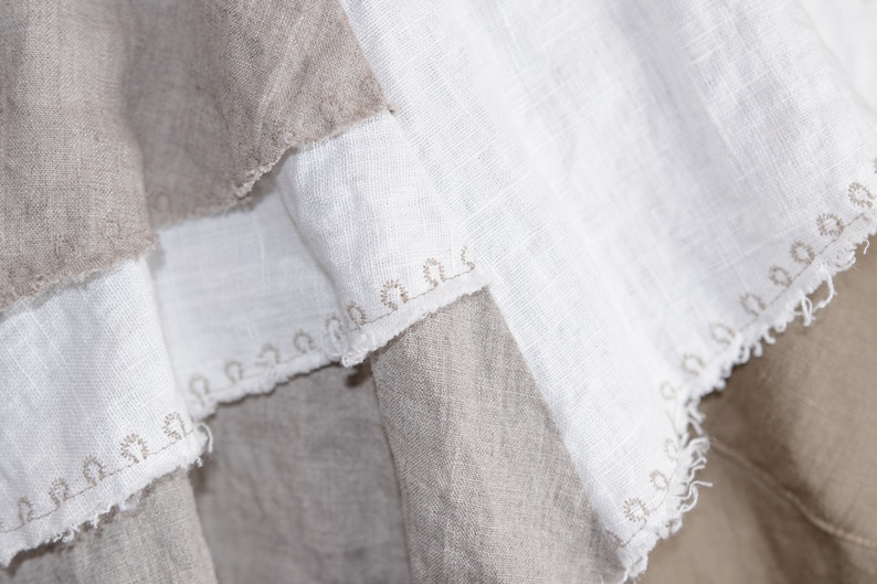 Boho Style Linen Top with Furbelow