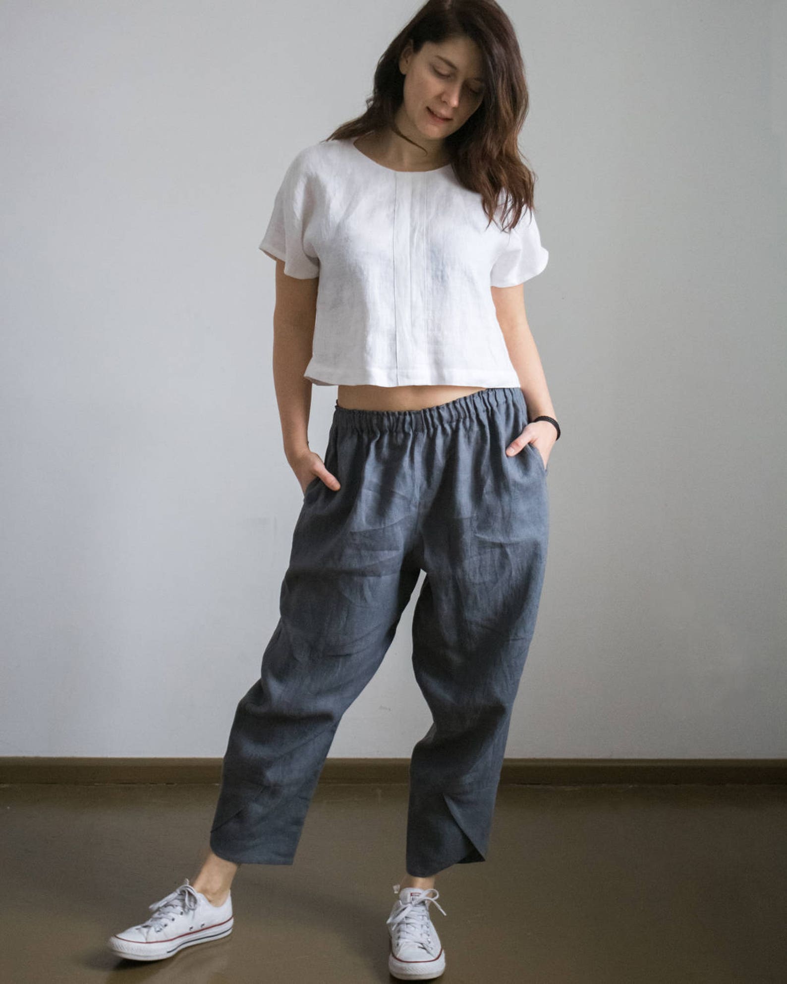 Loose linen Pants - Blue main image 1