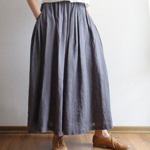 Loose Linen Skirt With Elastic Band and Pockets - Etsy