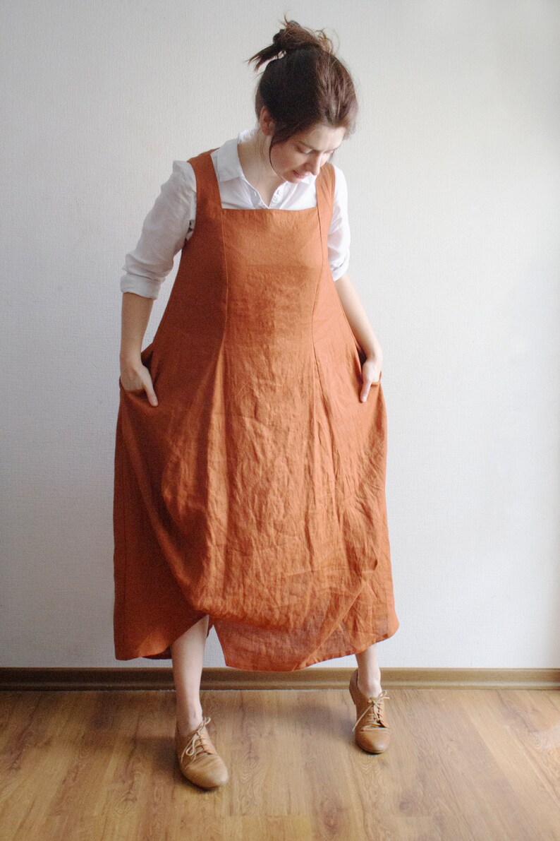 Long Linen Maxi Dress Boho Dress With Pockets Etsy