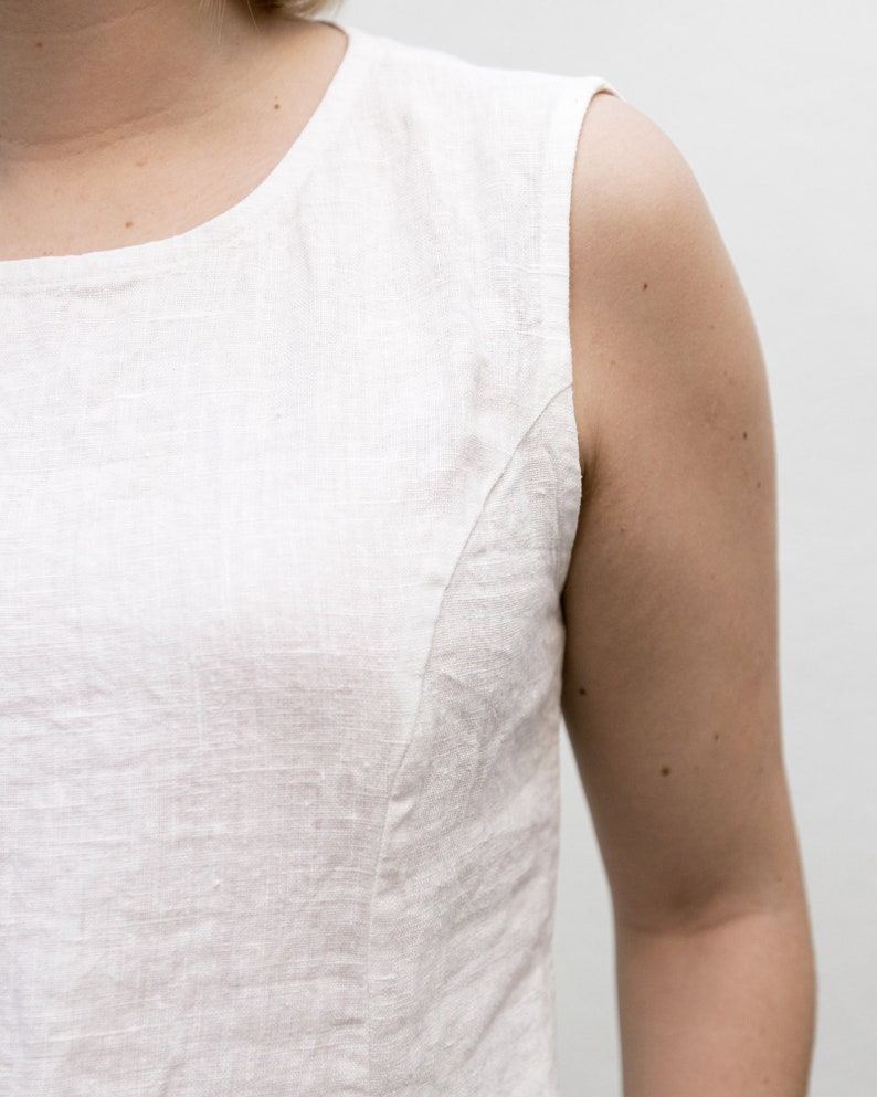 Boho Style Linen Top with Furbelow
