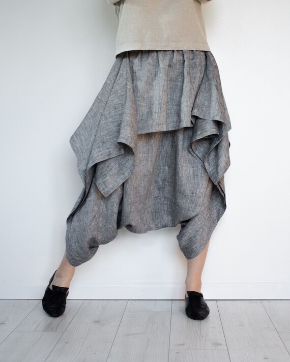 Wide Leg Pant Linen Pants Skirt pants With an Elastic Band