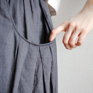 Loose Linen Skirt with Elastic Band and Pockets