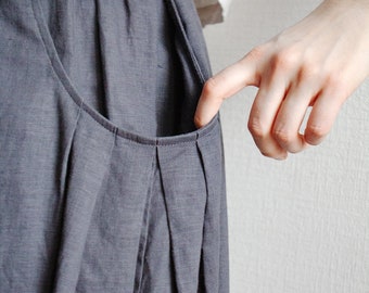 Loose Linen Skirt with Elastic Band and Pockets