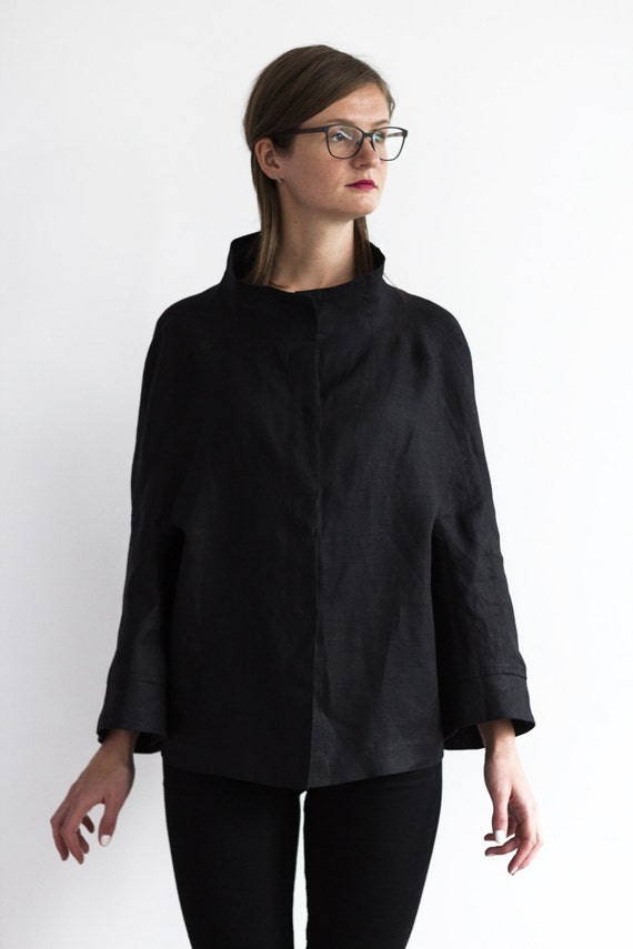 【INCHANT ME】[Belt SET] Rev Linen No Collar Half Jacket INCHANT ME】[Belt SET] Rev Linen No Collar Half Jacket