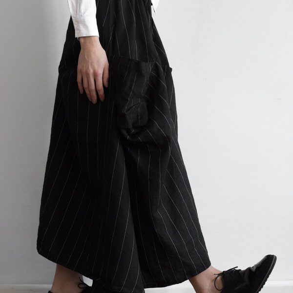 Asymmetric Lagenlook Long Linen Skirts with Pockets