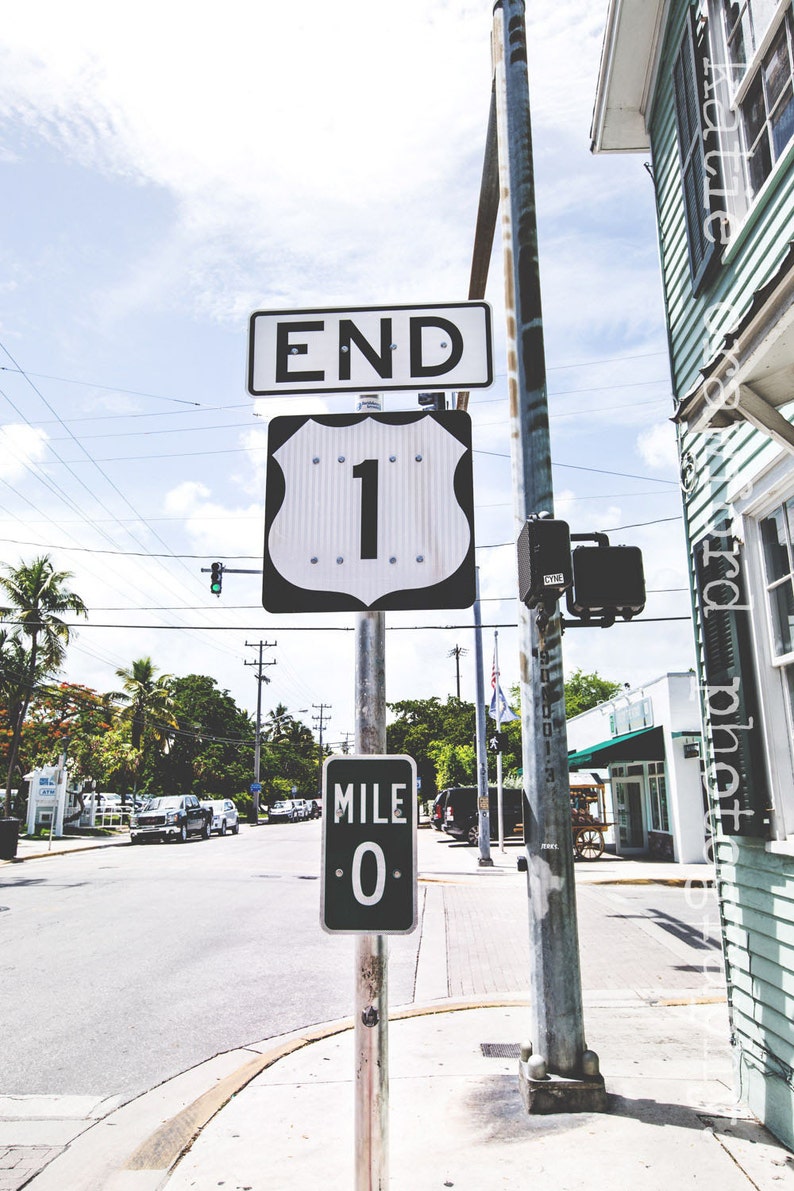 MILE 0 KEY WEST Street Sign marker zero southernmost keys Florida