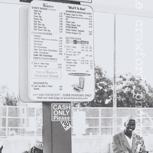 The Varsity Drive In Car Hops Atlanta Georgia North Avenue Black and White Photo Photograph Fine Art Print Photography katiecrawfordphoto